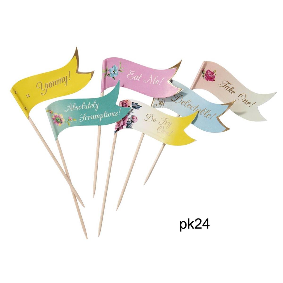 Pk 24 Truly Scrumptious Flag Picks by Talking Tables TS3-CANAPE available here at Karnival Costumes online party shop