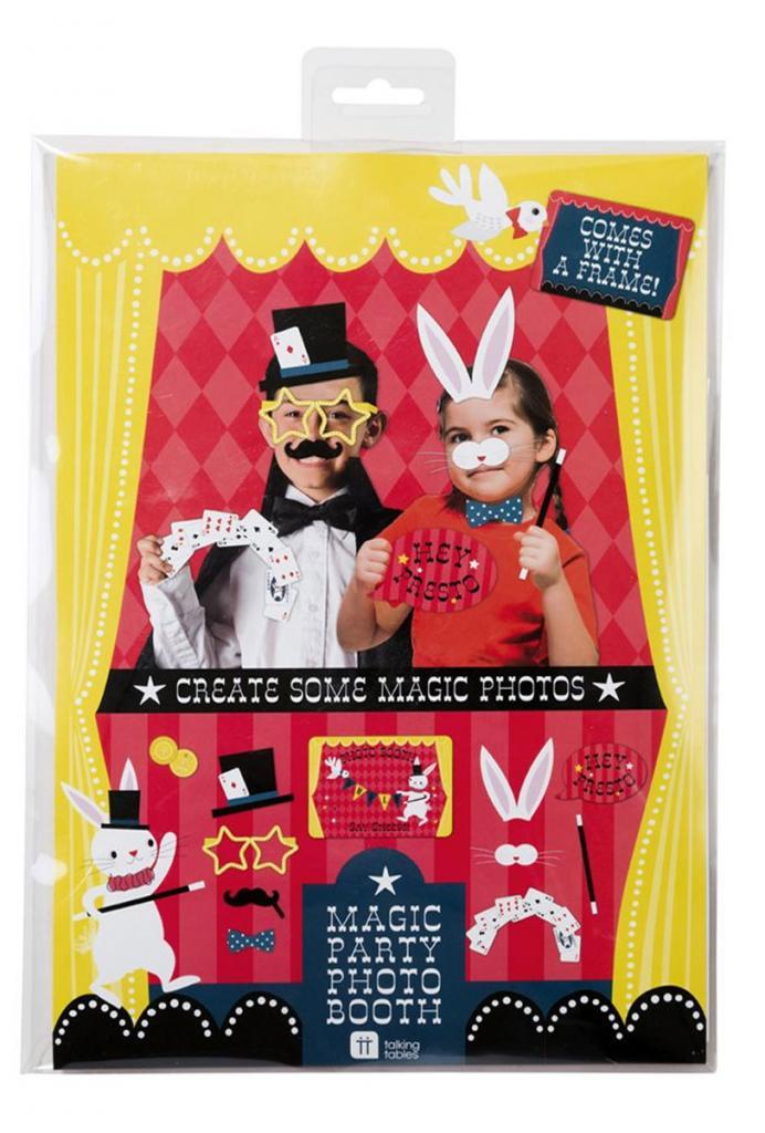 Magic Party Photo Booth Kit containing 27 pieces including a Frame. By Talking Tables and available from Karnival Costumes