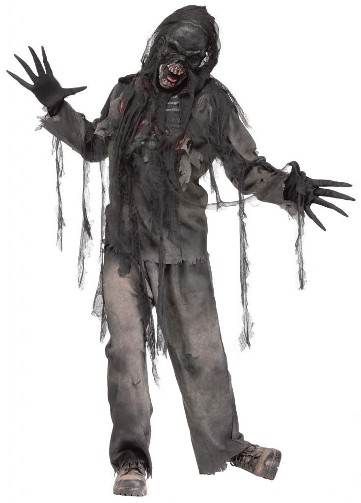Burning Dead Zombie Adult Halloween Costume by Fun World 1111B in one-size up to 6ft and 200lbs. Available in the UK from Karnival Costumes
