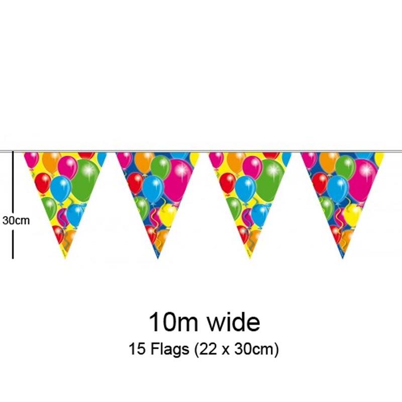 10m length of Birthday Balloon Bunting by Folat 04594 and available from Karnival Costumes