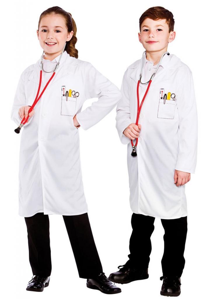 Kid's Unisex Doctor's Coat Costume in small, medium and large by Wicked ECG-4093 and available from Karnival Costumes