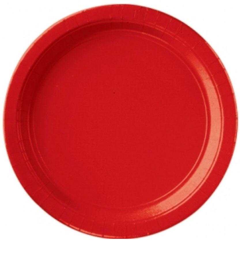 Pack of 8 Apple Red 18cm Paper Dessert Plates by Amscan 54015-40 and available from Karnival Costumes online party shop