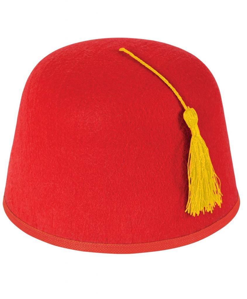 Moroccan Fez in red with gold tassel by Wicked AC-9166 and available for immediate shipping from Karnival Costumes