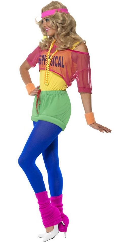 Women's Eighties "Let's Get Physical" Fancy Dress Costume 39465 available in sizes extra small to large from Karnival Costumes
