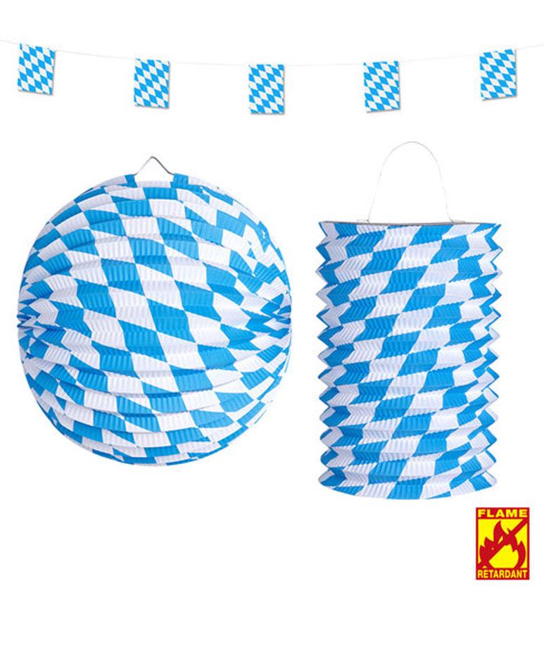 Bavarian Decoration Pack including 4m Flag Garland, Ball and Lantern all flame retardant by Widmann 02521 from Karnival Costumes