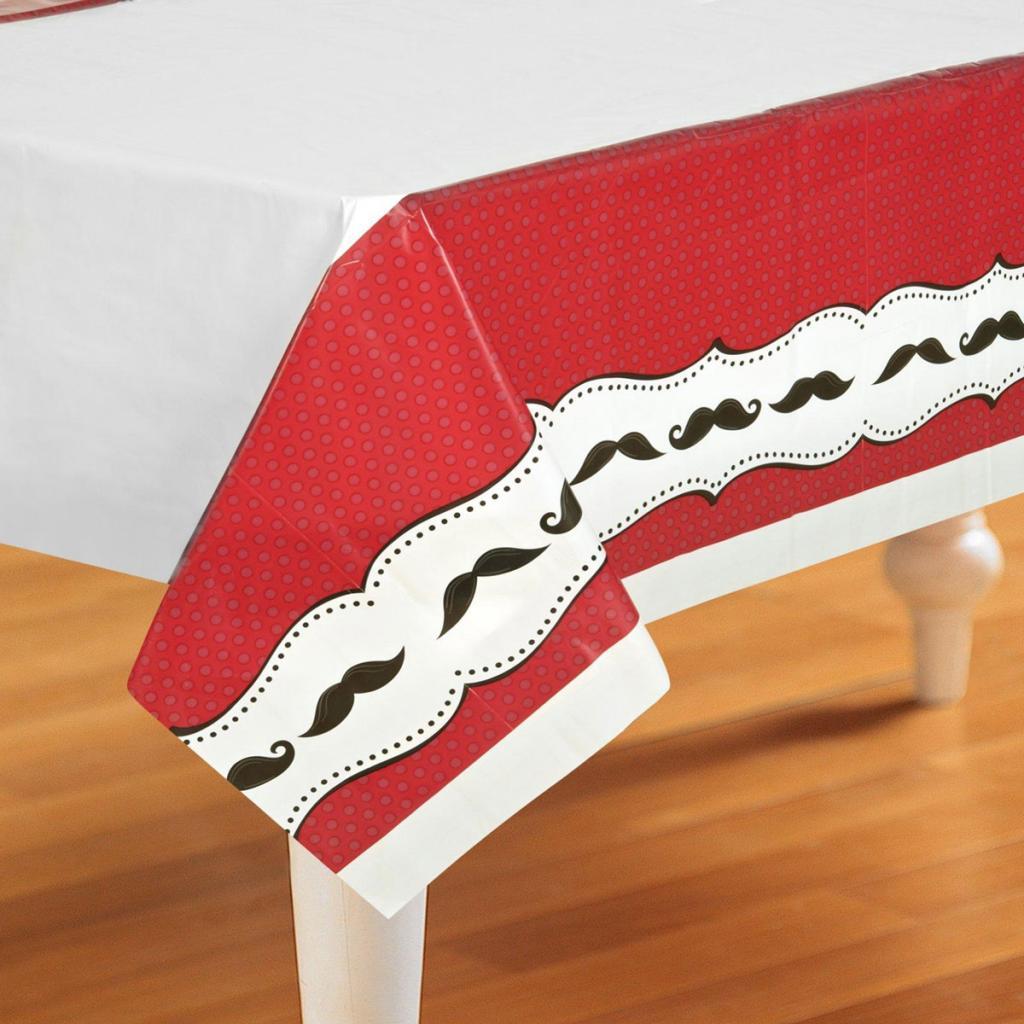 Moustache Madness Plastic Table Cover measuring 54" x 108" by Creative Converting 728077 and available from Karnival Costumes online party shop
