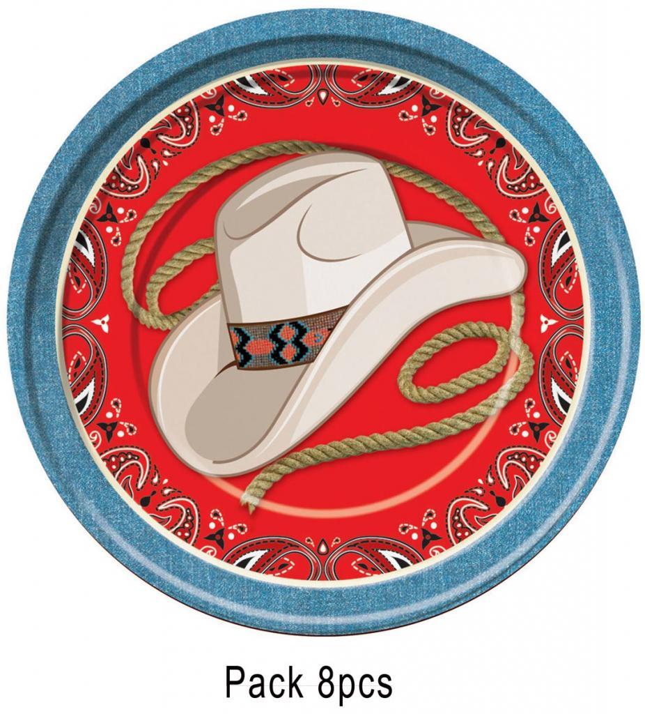Pack of 8 Wild Out West Dinner Plates from our range of cowboy tablewares by Forum Novelties 75919 available from Karnival Costumes