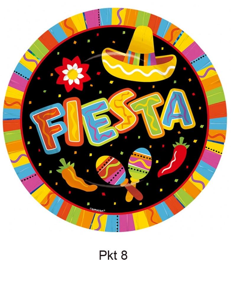 Mexican Fiesta Fun Large Party Paper Plates 27cm by Amscan 599820 available in the UK from Karnival Costumes online party shop
