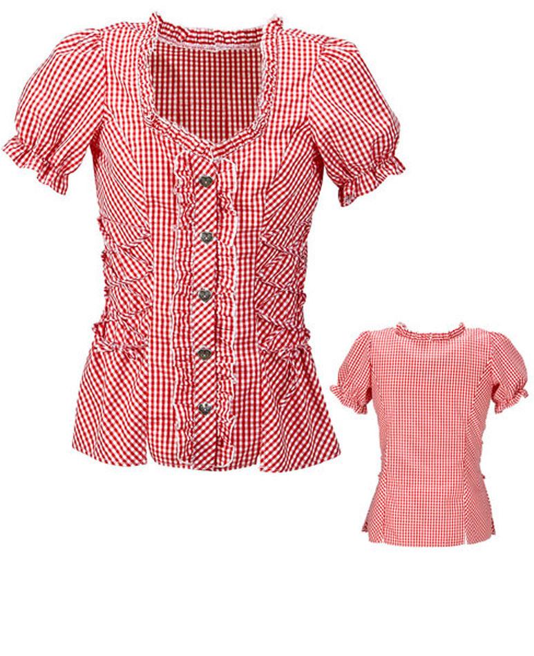 Bavarian Blouse in Red and White Gingham by Widmann 5896 available from Karnival Costumes