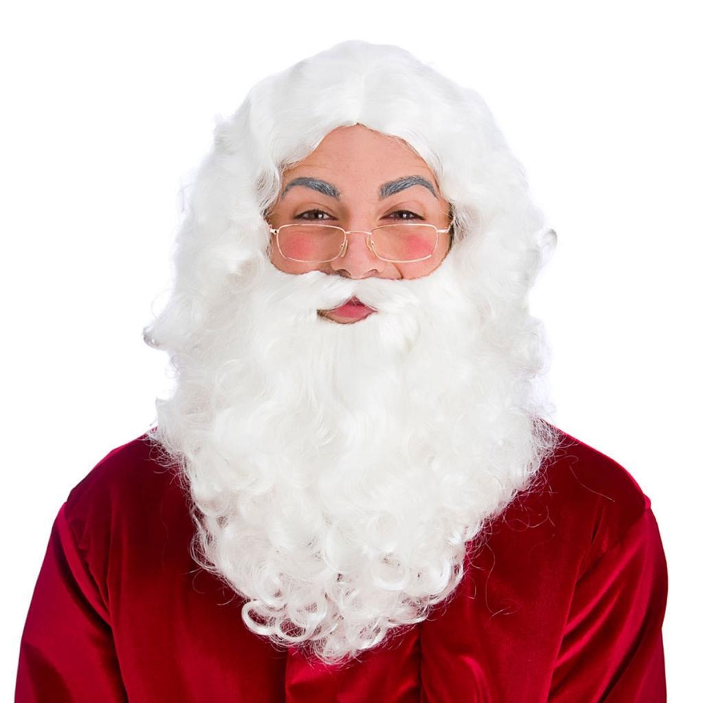 Santa Claus Wig with Beard, Moustache and Glasses Set by Wicked XM4622 available here at Karnival Costumes online Christmas Party Shop