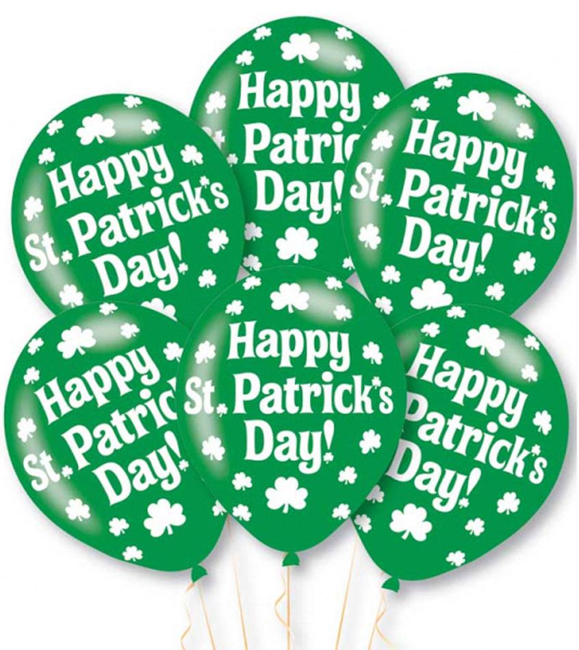 Pack of 6 Happy St Patrick's Day helium quality party balloons by Amscan 9900227. Helium fill or use with balloon sticks, these will be a great addition to your decoration theme. Available here at Karnival Costumes online party shop