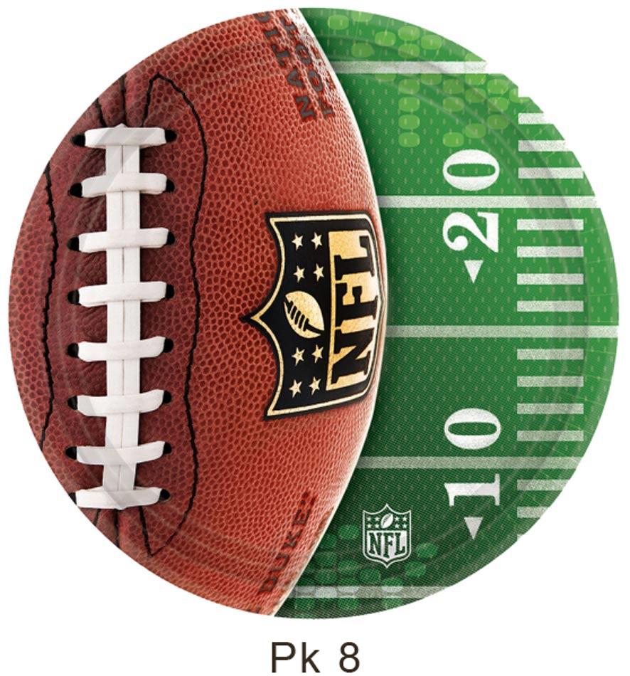 Pack of 8 Superbowl NFL American Football 23cm Paper Plates by Amscan 591214 available here at Karnival Costumes online party shop
