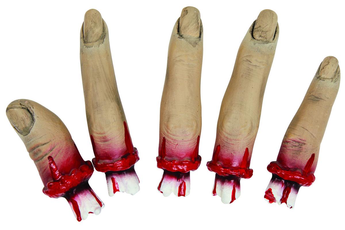 Amputated or Severed Zombie Fingers Pk5 by Bristol Novelties GJ471 available from a large selection of severed hands and fingers here at Karnival Costumes online Halloween party shop