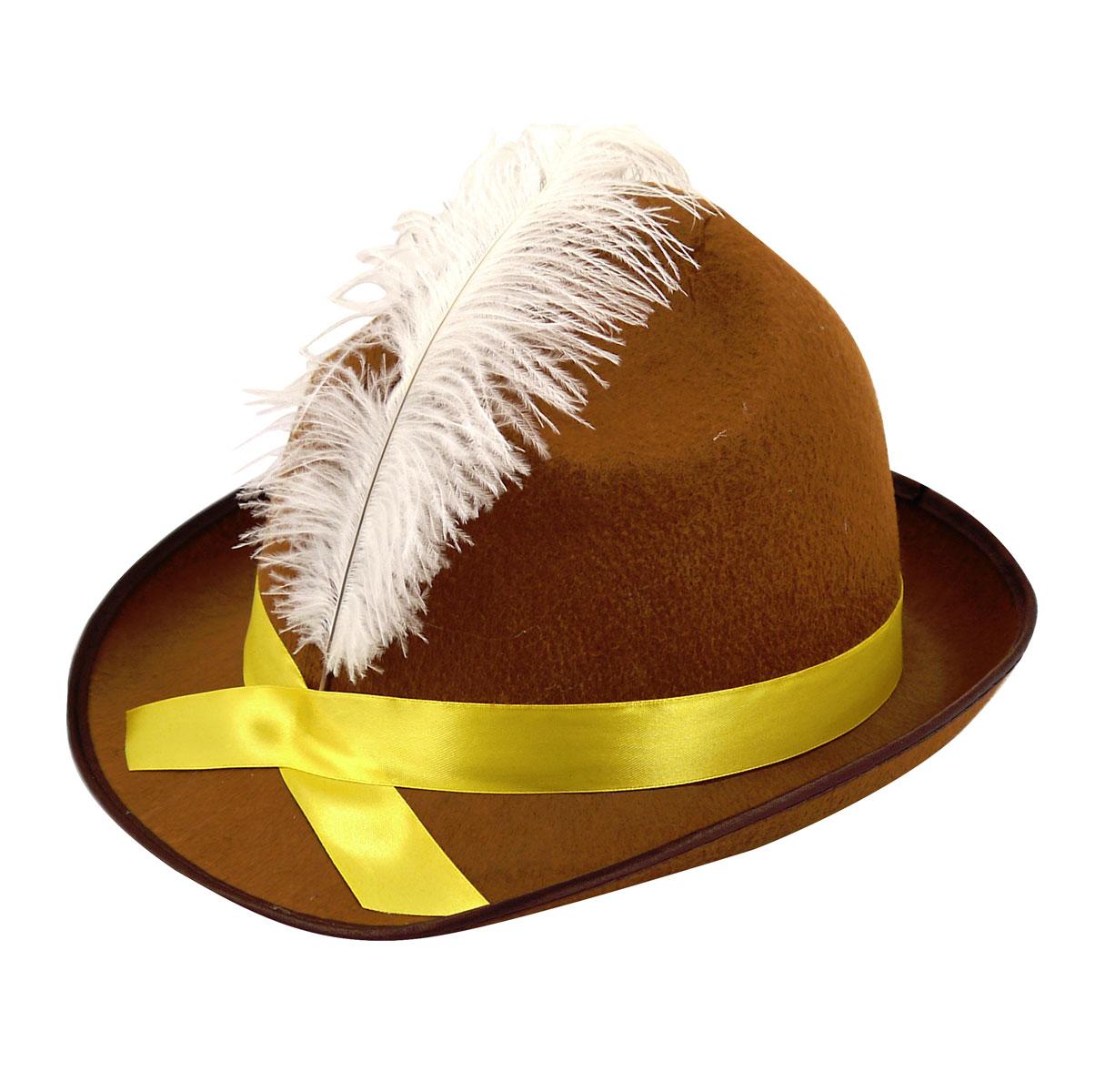 Bavarian Beer Festival Hat with White Feather by Henbrandt H09826 available from a huge collection of Oktoberfest hats here at Karnival Costumes online party shop