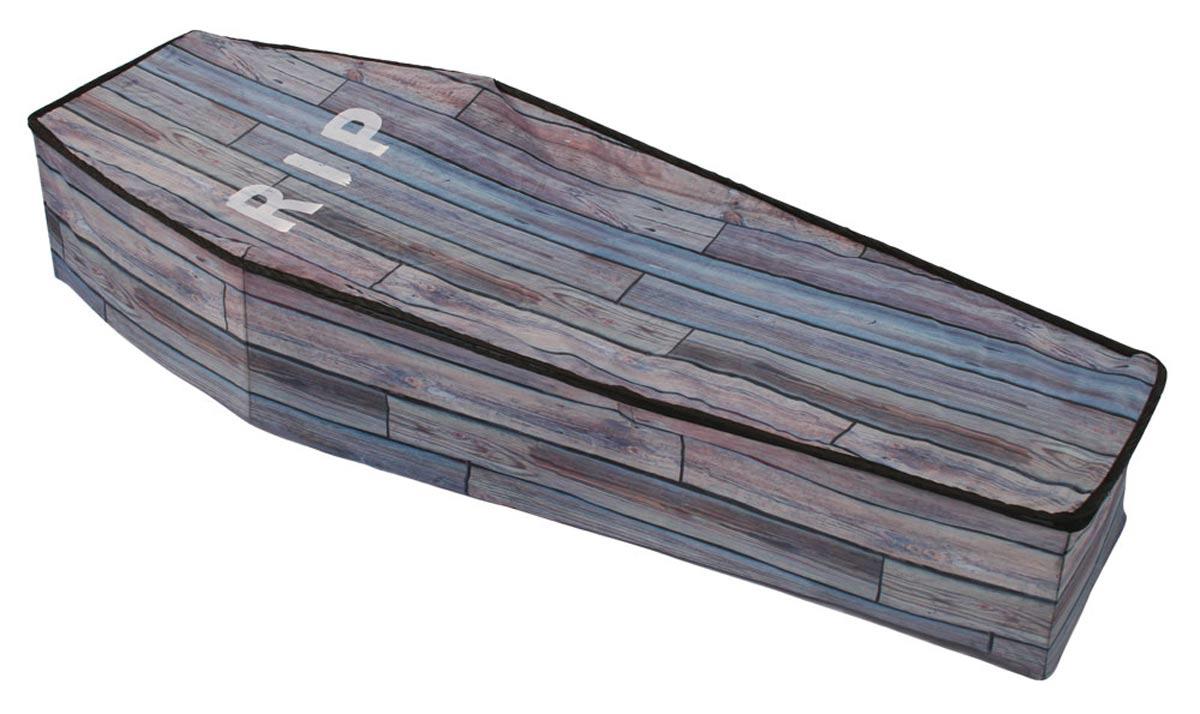 Collapsible Coffin Wood Grain - Halloween Cemetery Props by Fun World 91693 available here at Karnival Costumes online Halloween party shop