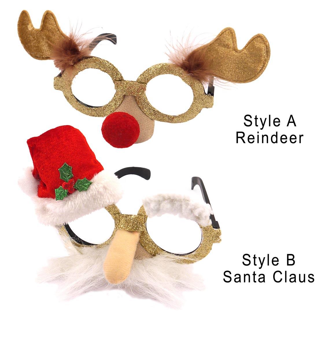 Novelty Christmas Glasses, Reindeer or Santa Glasses by Henbrandt W57 037 available here at Karnival Costumes online Christmas party shop
