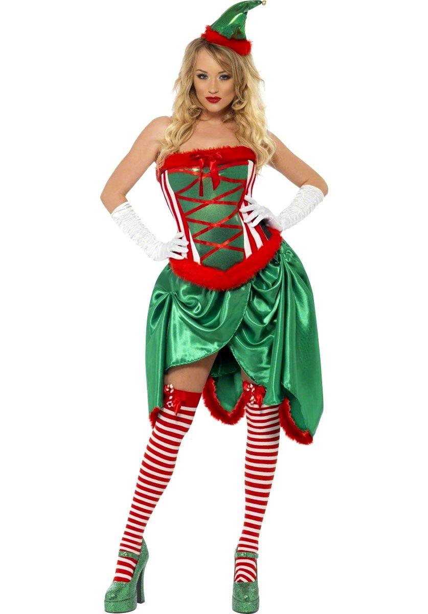 Fever Elf Burlesque Costume by Smiffy 26219 available here at Karnival Costumes online Christmas party shop