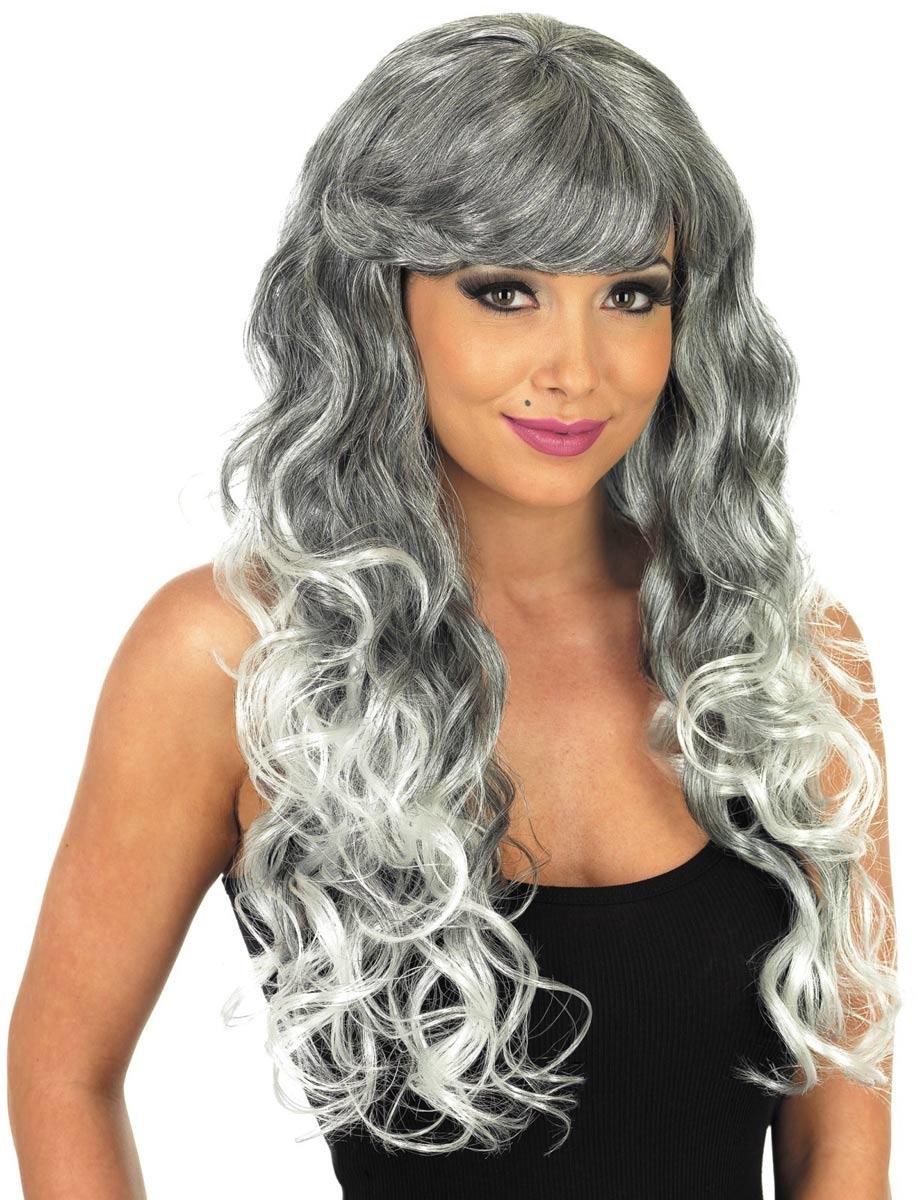 Silver Grey Temptress Halloween Wig by Fun Shack 2893 available here at Karnival Costumes online Halloween party shop