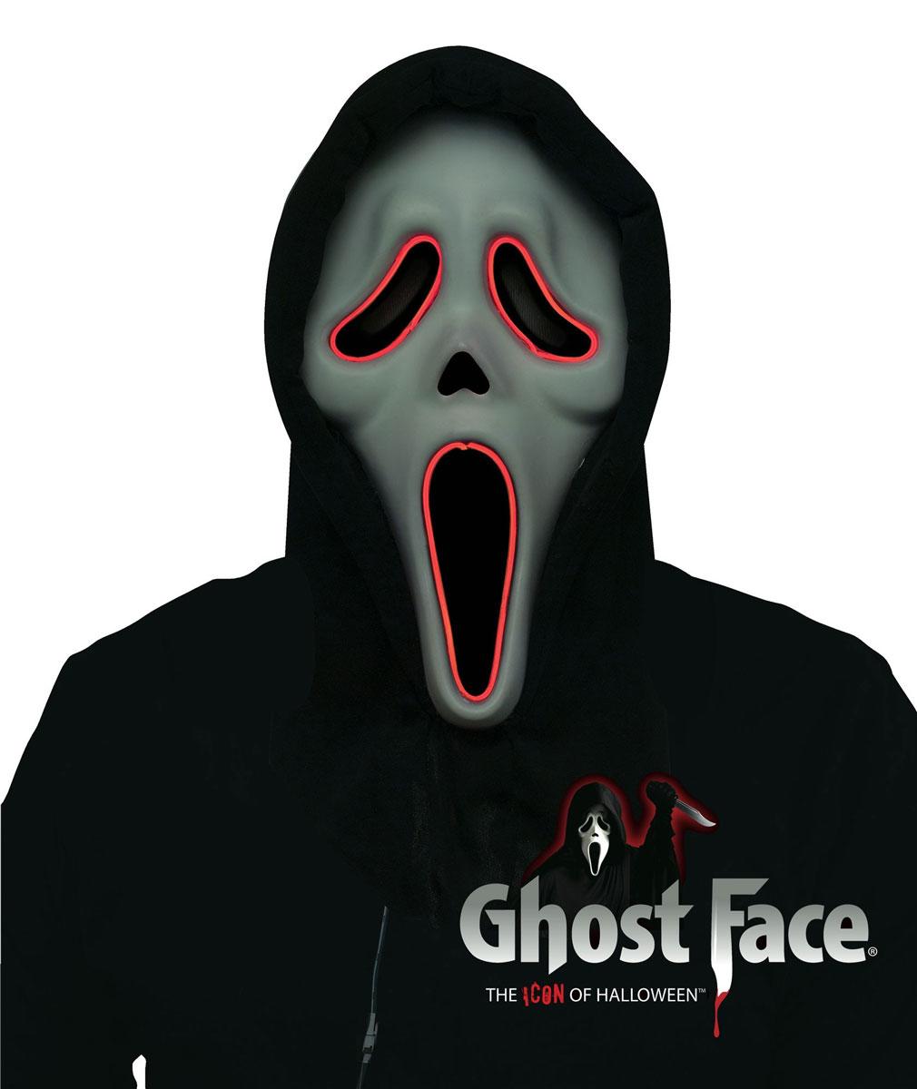 Deluxe Illumo Ghostface Mask shown in the dark, by Fun World 93406 available here at Karnival Costumes online party shop