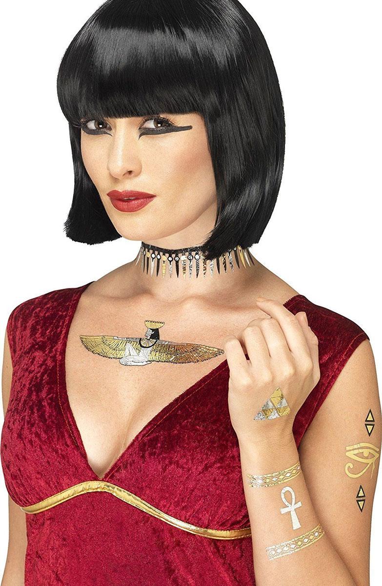 Temporary Tattoos Metallic Egyptian Collection by Smiffy 41555 available here at Karnival Costumes online party shop