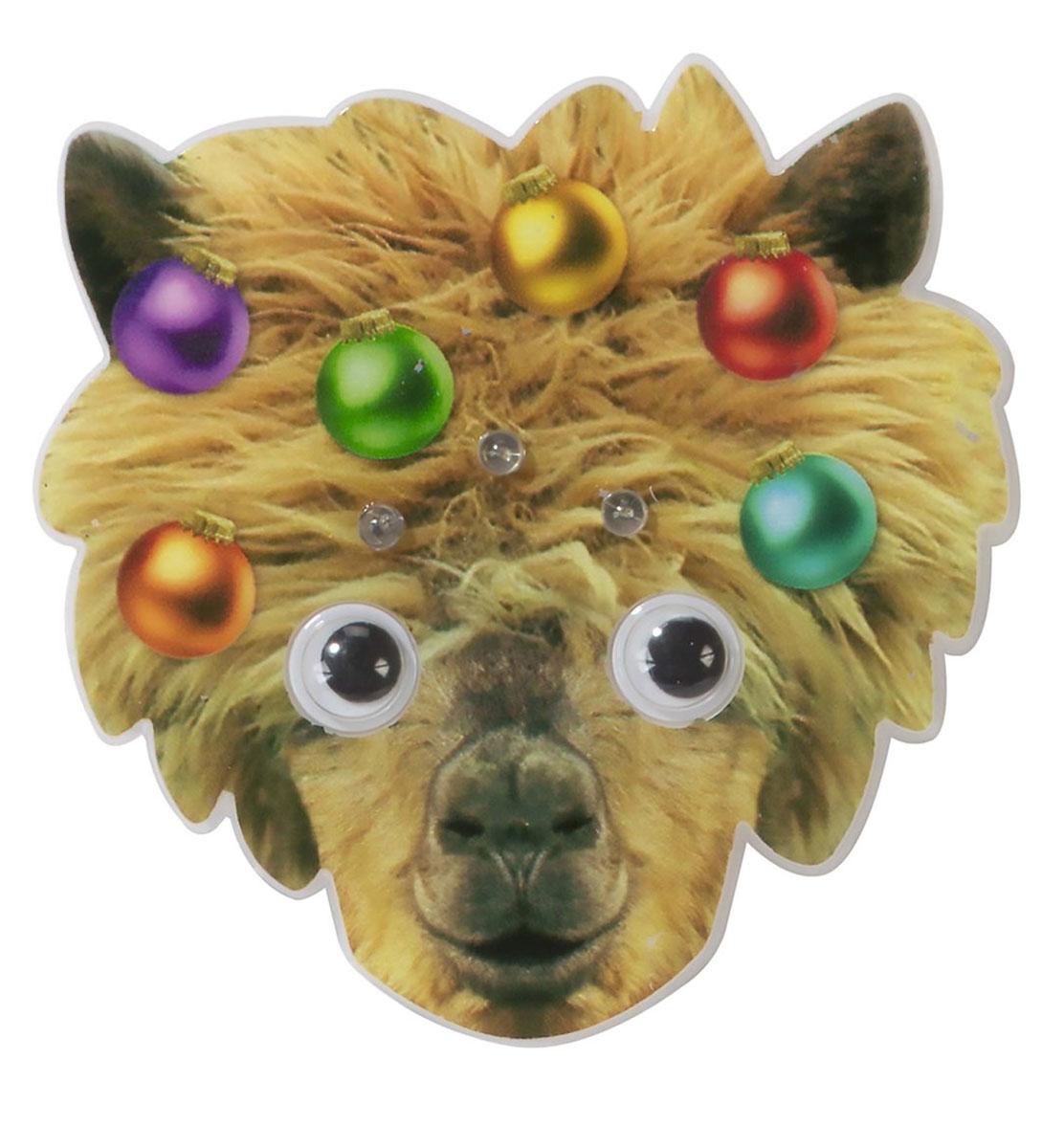 Festive Christmas Light Up LED Llama Badge by Talking Tables ENT-LEDBADGELLAMA available here at Karnival Costumes online Christmas party shop