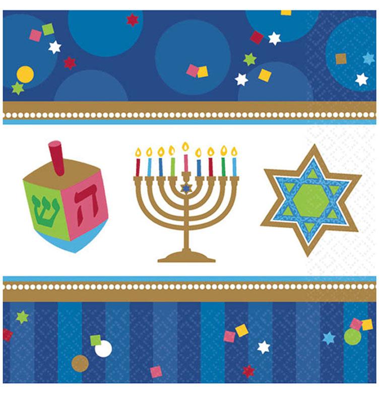 Hanukkah Celebrations Luncheon Napkins 33cm - pk36 by Amscan 713803 available here at Karnival Costumes online party shop