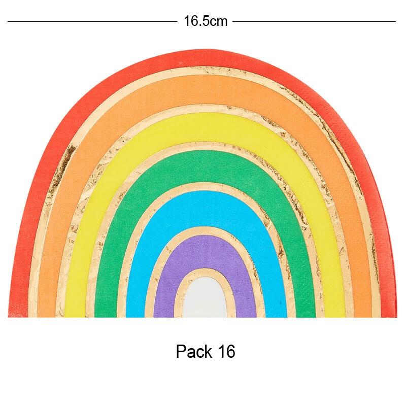 Pack 16 luxurious Rainbow Paper Napkins 16.5cm x 11.5cm by Ginger Ray RA-940 available here at Karnival Costumes online party shop