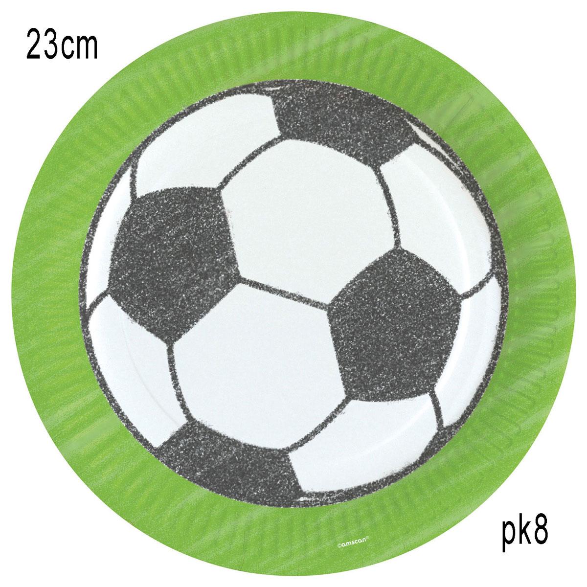 Kicker Party Football Dinner Paper Plates 23cm by Amscan 9903005 available here at Karnival Costumes online party shop
