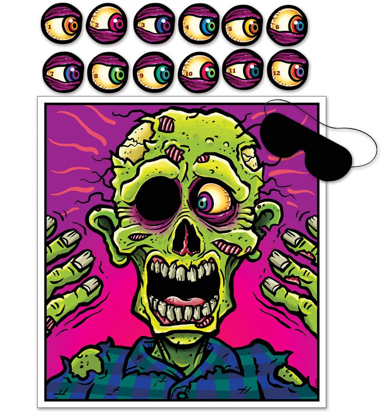 Pin the Eyeball on the Zombie Halloween Party Game by Beistle 00374 available here at Karnival Costumes online party shop