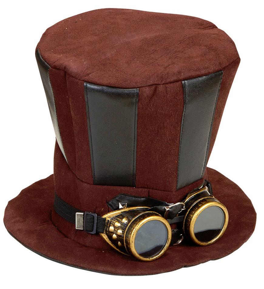 Steampunk Top Hat with Goggles by Widmann 60813 available here at Karnival Costumes online party shop