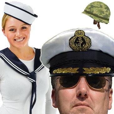 Military sailor character cosume hats, good selection for men and women availabl ewith 24H delivery option. Buy securely online.