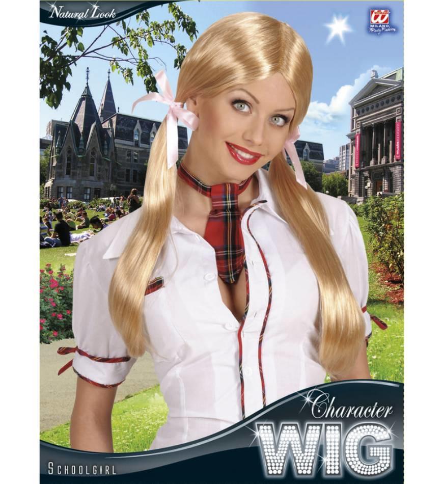 Packaging for our School Girl Blonde Wig with Long Bunches by Widmann C0722 available here at Karnival Costumes online party shop