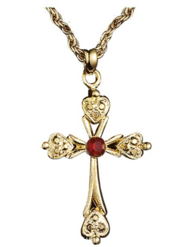 Cross Necklace with Red Stone by Widmann 1706CA from a collection of stunning and affordable costume jewellery at Karnival Costume  online party shop