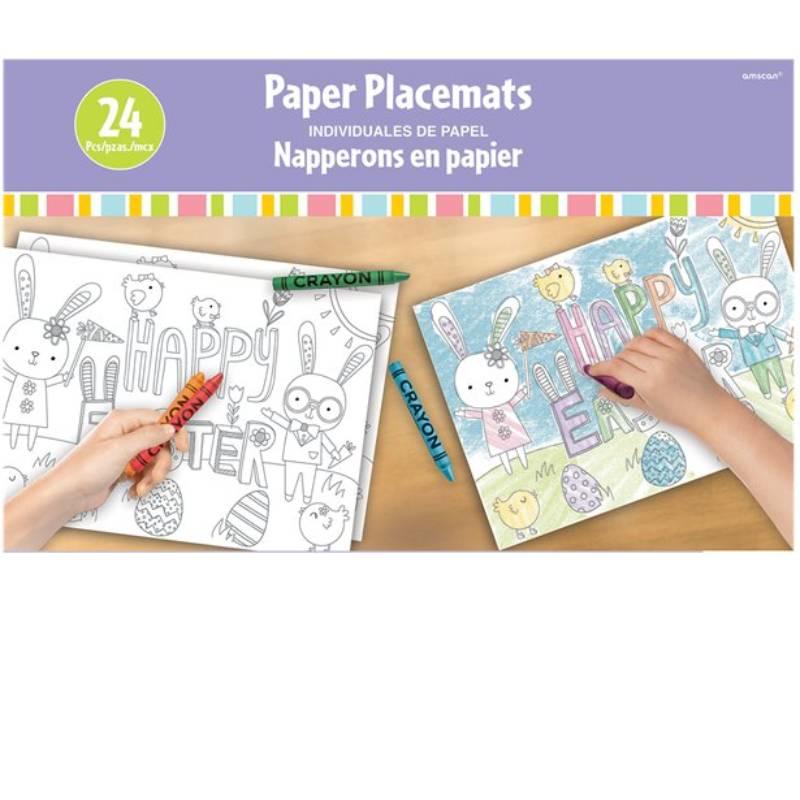 Pack 24 Easter Colouring Activity Placemats by Amscan 670992 available here at Karnival Costumes online party shop