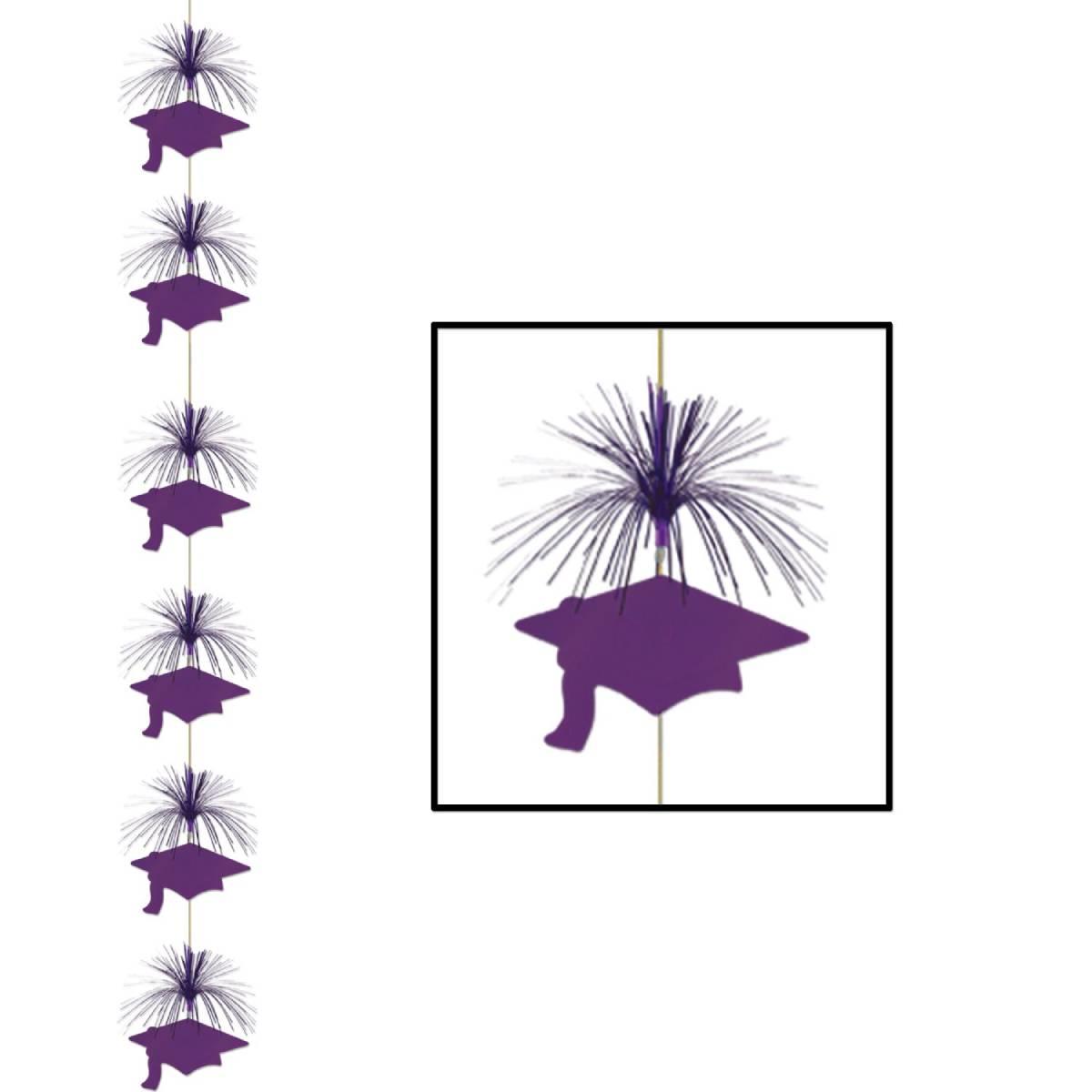 Graduation Cap Firework String Decoration 7ft in Purple by Beistle 57627-PL available here at Karnival Costumes online party shop