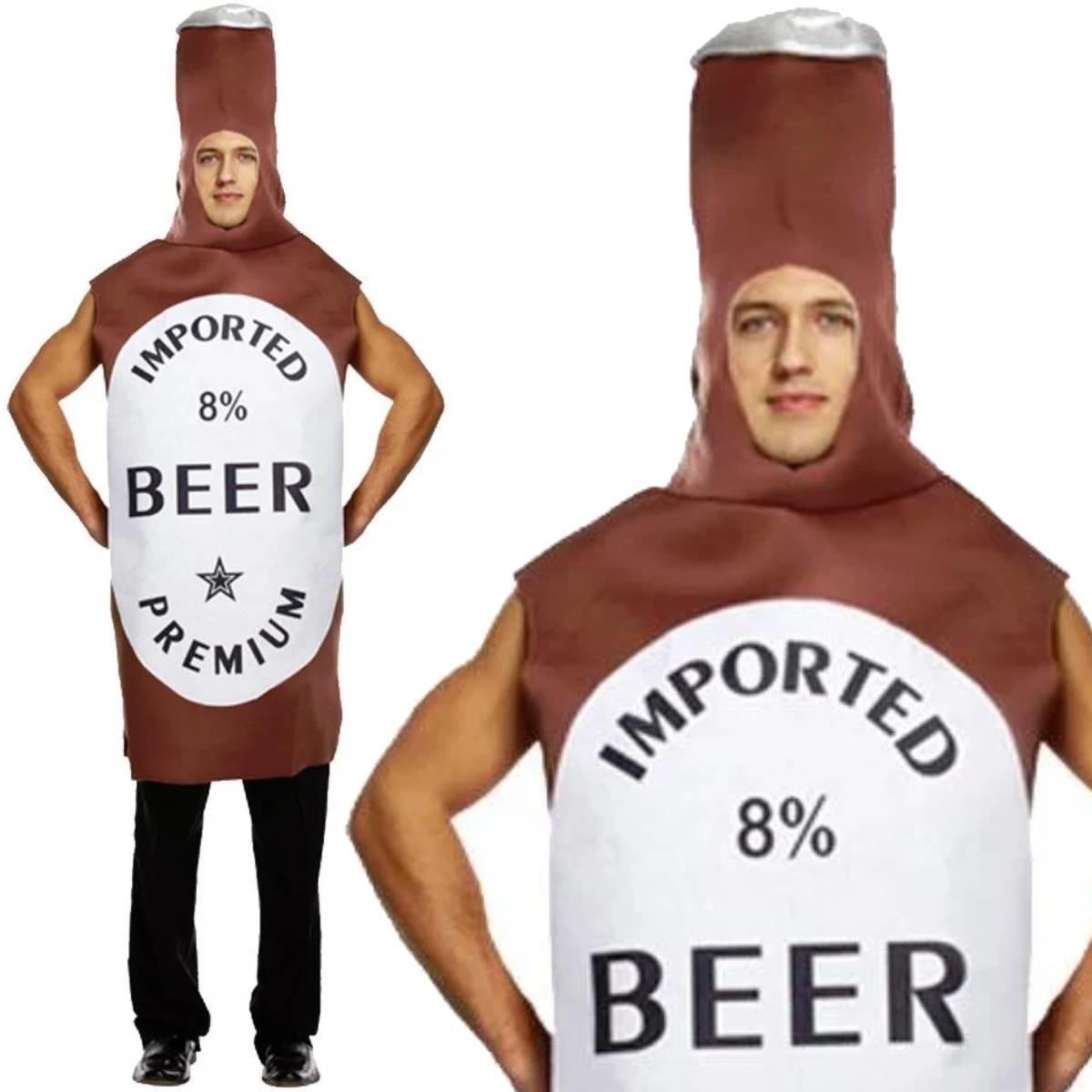 Funny adult Brown Beer Bottle Costume by Henbrandt U36161 available here at Karnival Costumes online party shop