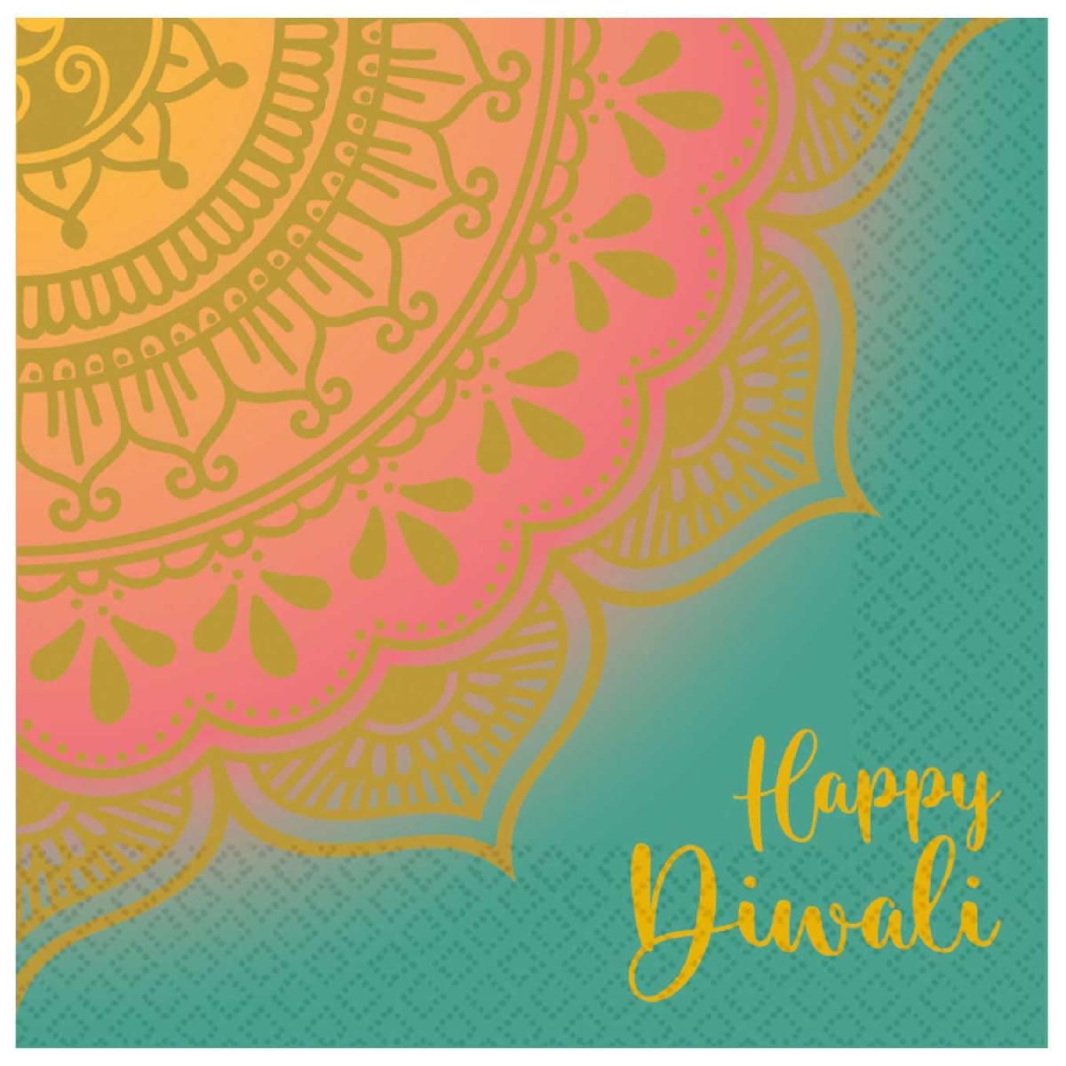 Diwali Celebrations Luncheon Napkins 33cm pk16 by Amscan 9914459 available here at Karnival Costumes online party shop