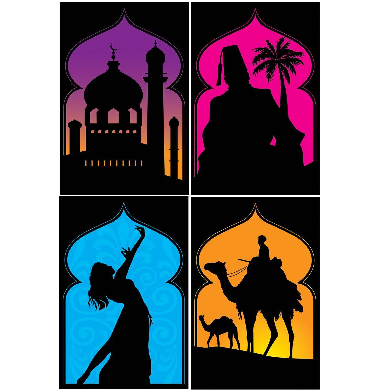 Pk4 Arabian Nights Silhouettes 19" tall by Beistle 53558 available here at Karnival Costumes online party shop