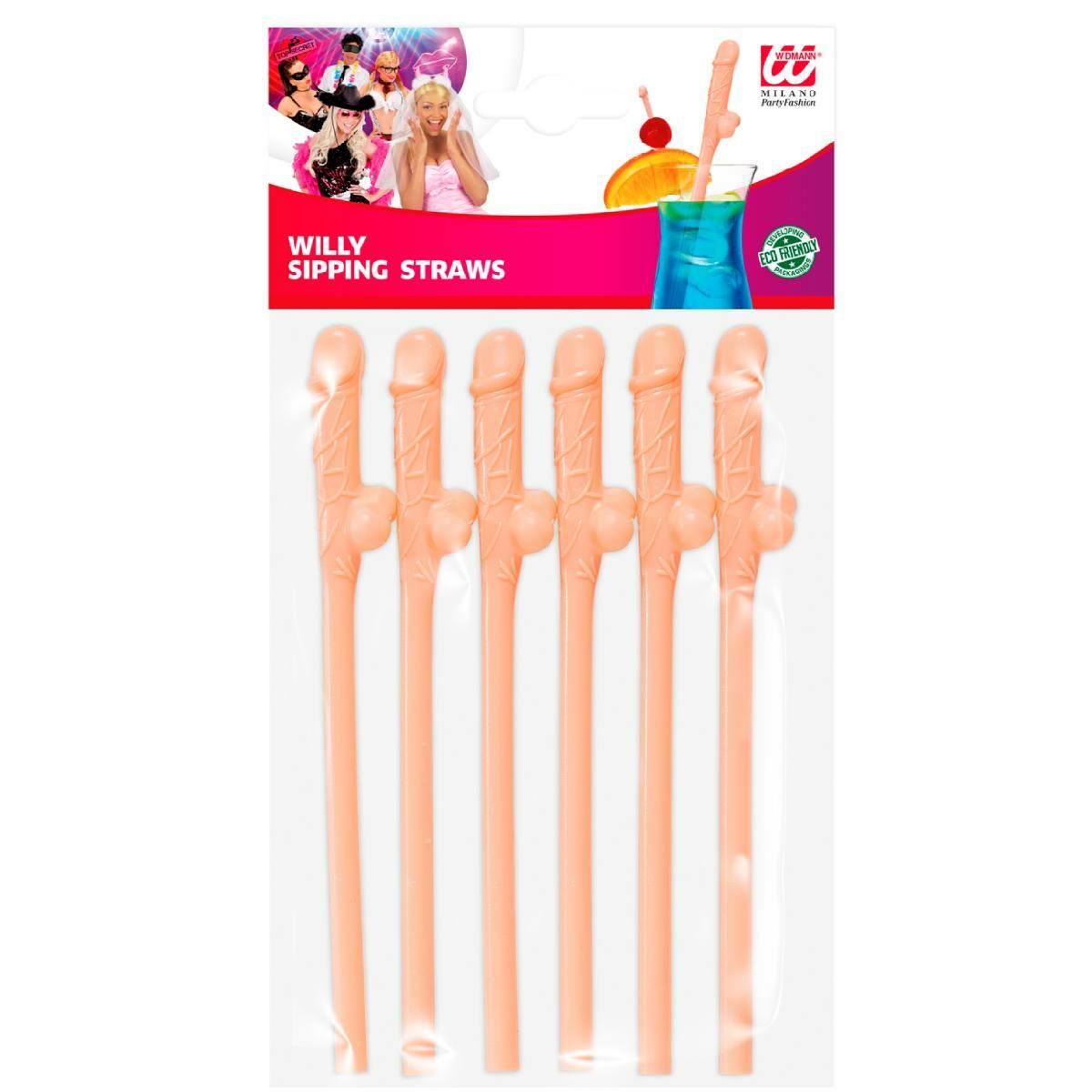 Hen Night Dicky Straws pk6 by Widmann 9603D available here at Karnival Costumes online party shop