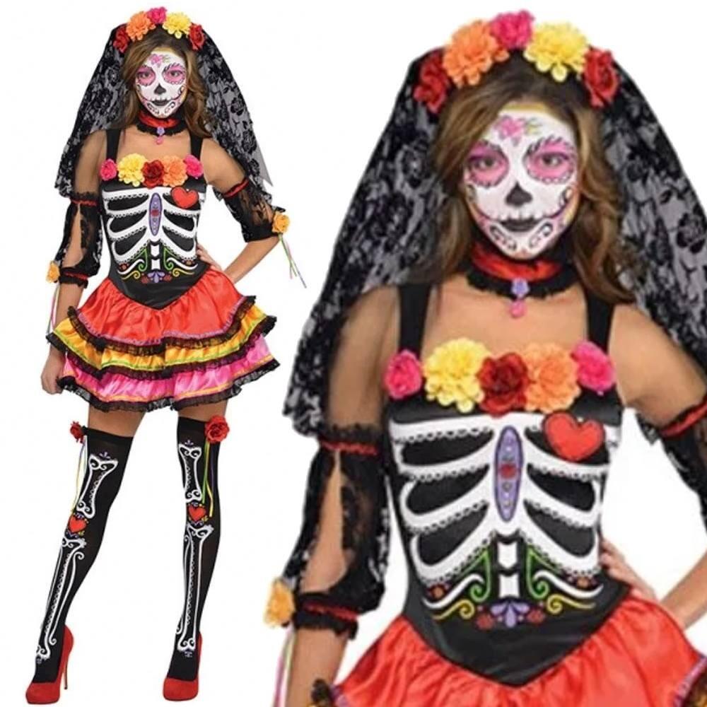 Deluxe Day Of The Dead Senorita Costume Pink main image 1