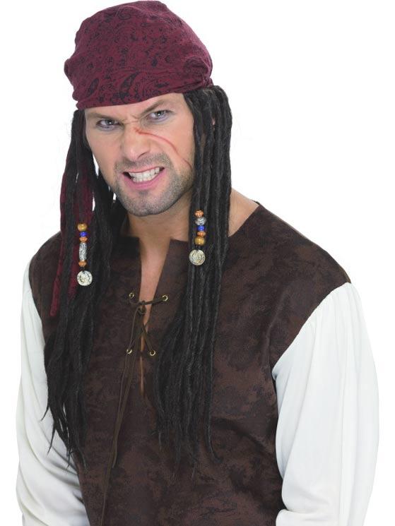 Pirate Captain Wig - Brown
