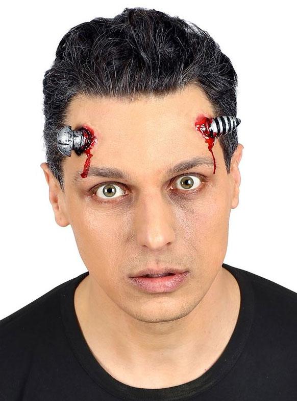 Special Effects Latex Screw through Brow makeup by Widmann 4169V  available here at Karnival Costumes online Halloween party shop