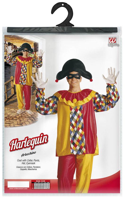 Adult's Traditional Harlequin Clown Fancy Dress Costume by Widmann 3971 available here at Karnival Costumes online party shop