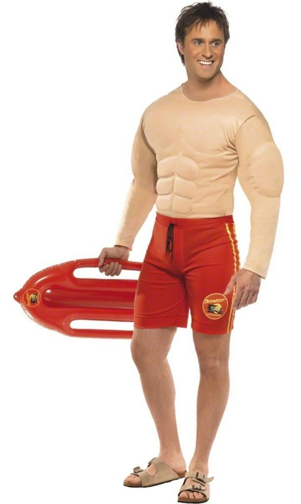 Baywatch Muscle Chest Lifeguard Costume for Men by Smiffys 36584 available here at Karnival Costumes online party shop