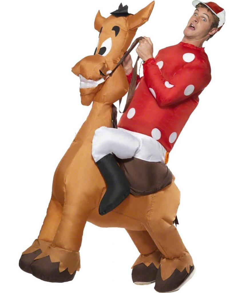 Inflatable Jockey and Horse Fancy Dress Costume
