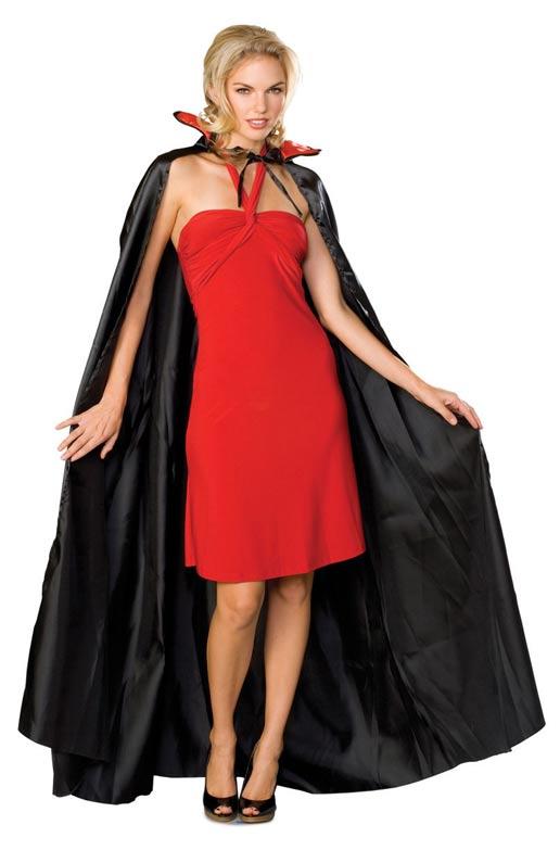 Full length black satin cape bu Rubies 16204 available in the UK here at Karnival Costumes online Halloween party shop