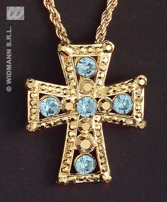 Cross Necklace - Blue Stones