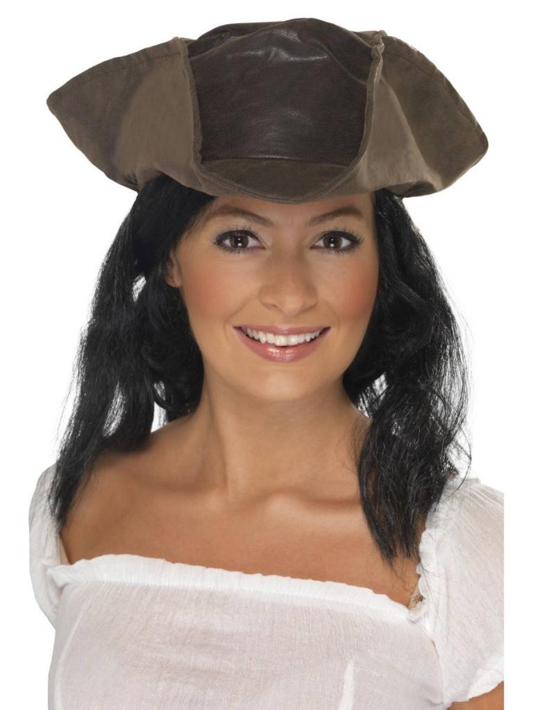 Unisex Pirate Hat with Hair by Smiffys 25530 available from a collection of Pirate Hats at Karnival Costumes online party shop