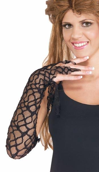 Lady's Long Halloween Spiderweb Gloves by Rubies Masquerade 6335 from Karnival; Costumes