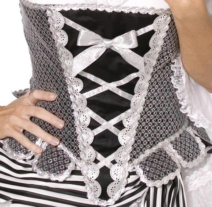 Bijou Boutique Silver and Black Sparkle Corset by Smiffys 30531 available here at Karnival Costumes online party shop